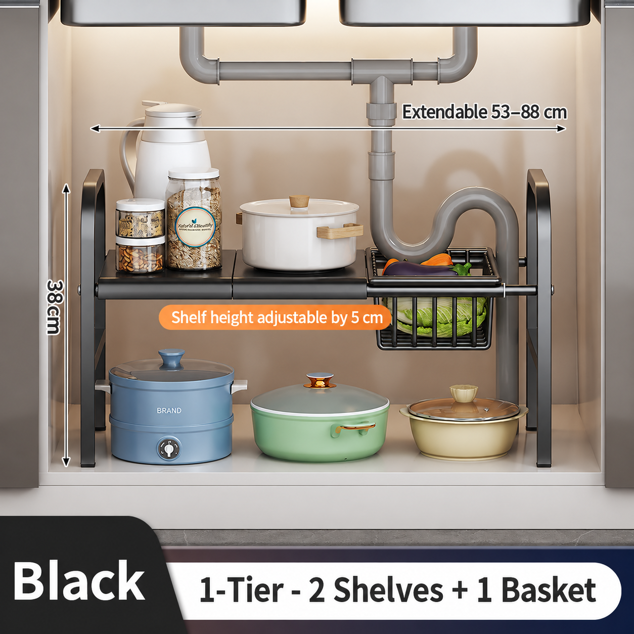 Expandable Pull-Out Cabinet Organizer 2